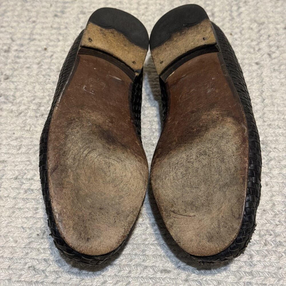 Coach Women's Size 8B Black Woven Leather Slip-On Loafers Shoes Made in Italy - Picture 5 of 8